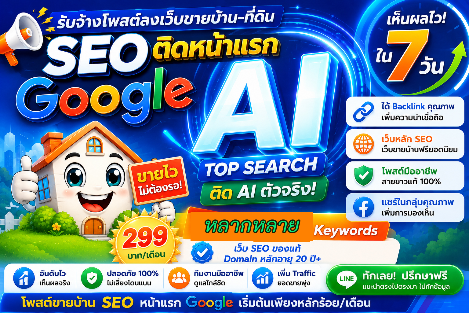 ราคาถูก ประกาศ หมดปัญหาเรื่องโกง โพสต์ขายบ้านอสังหา ติดหน้าแรก คุณภาพสูงโดยบริษัทชั้นนำ Google&AISearch